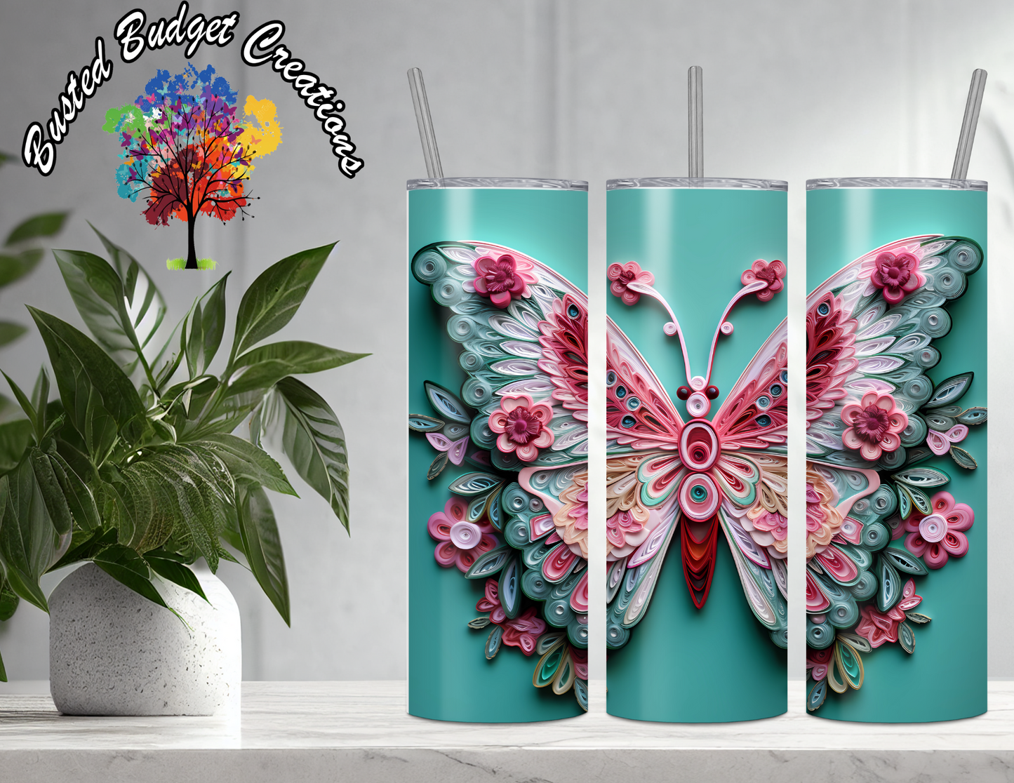 3D "Embroidered" Butterfly Tumbler