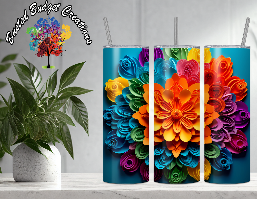 3D Paper Flower Bouquet Tumbler