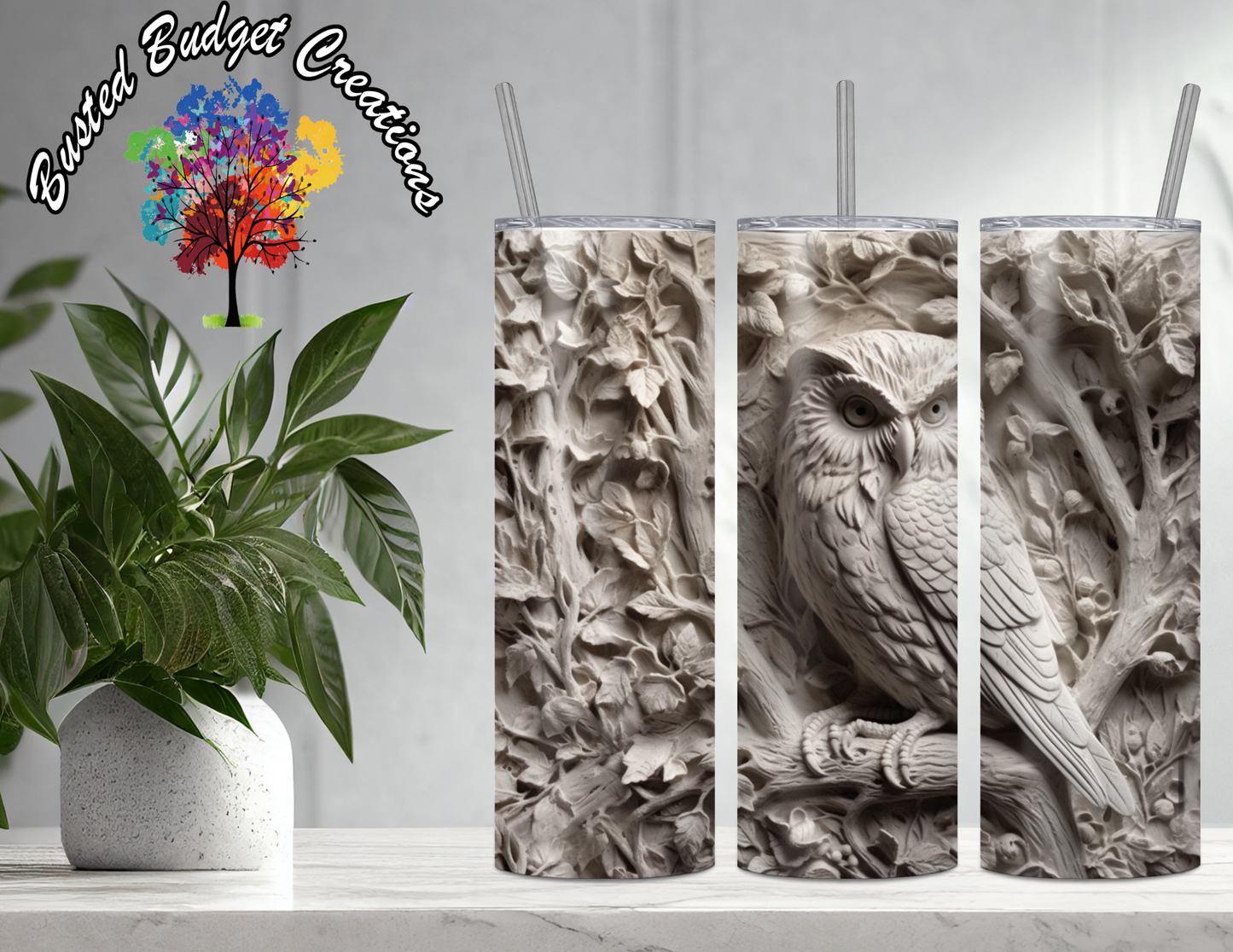 3D Owl Column Tumbler