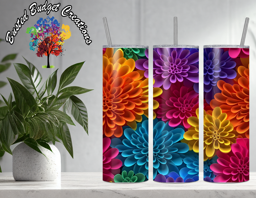 3D Paper Flowers Tumbler