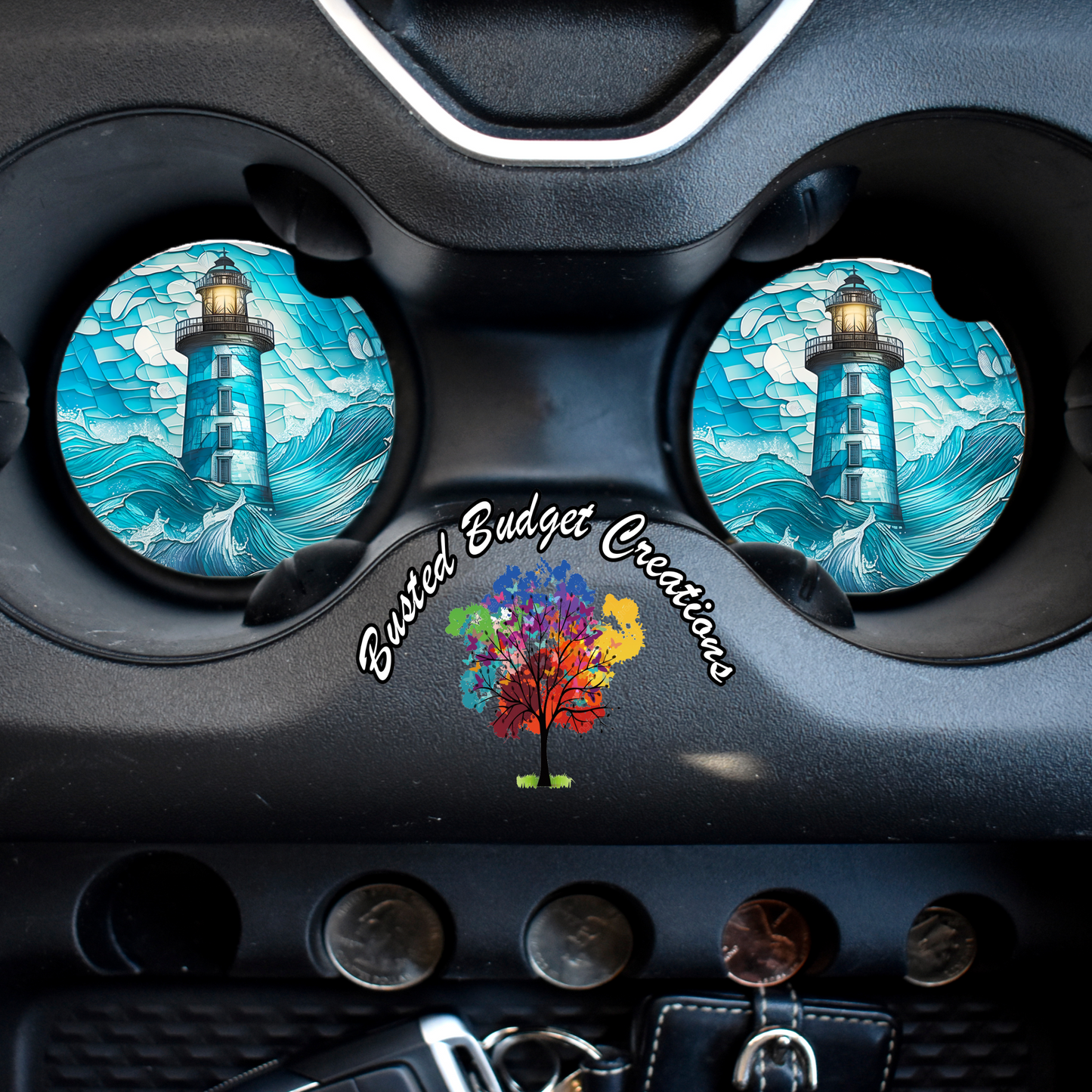 Lighthouse ceramic car coasters