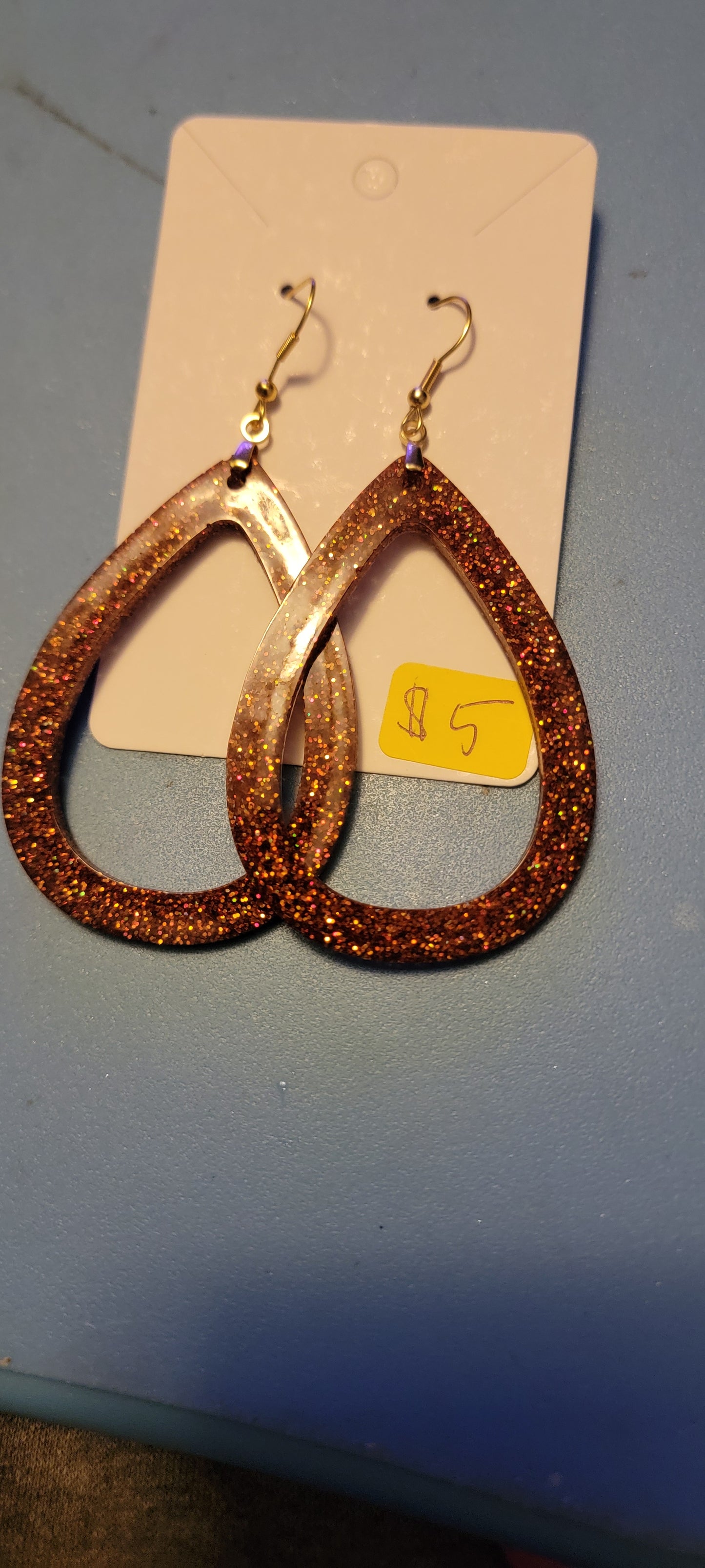 Burnt Orange open teardrop resin earrings