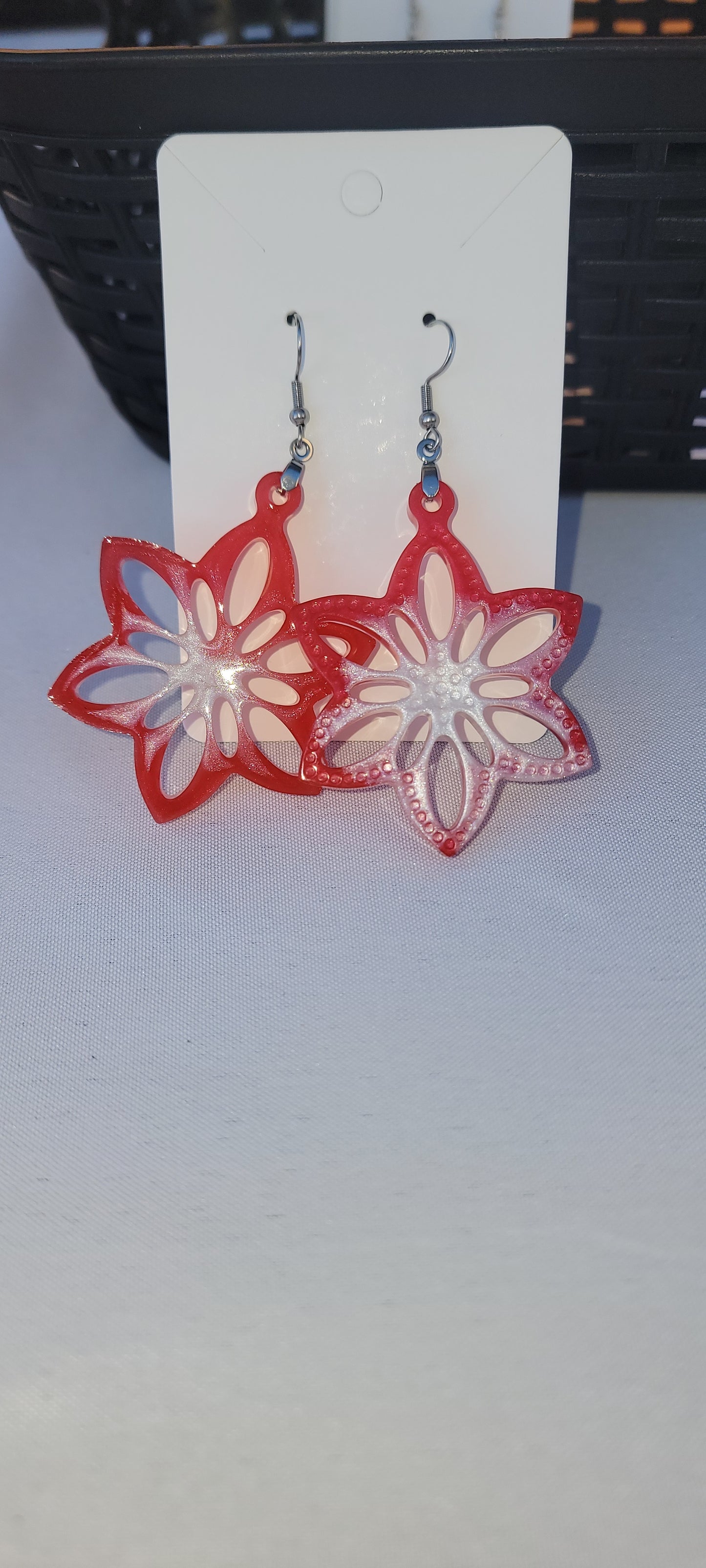 Rent white mica swirl earrings