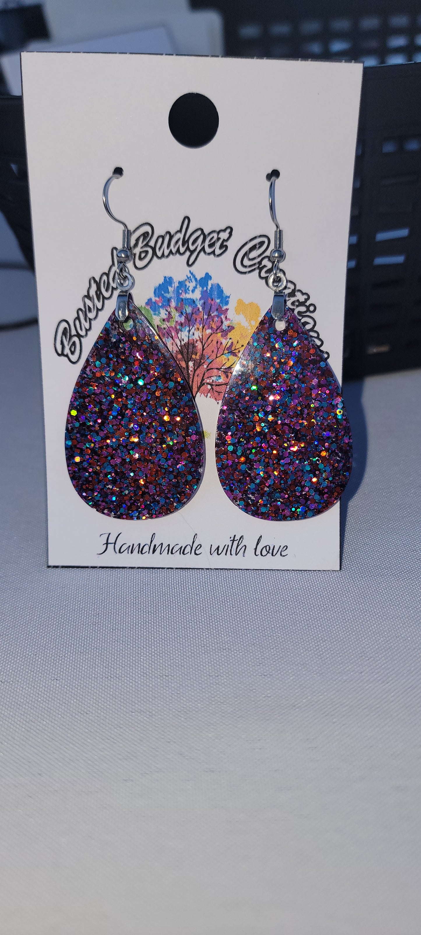 Multi color tear drop earrings