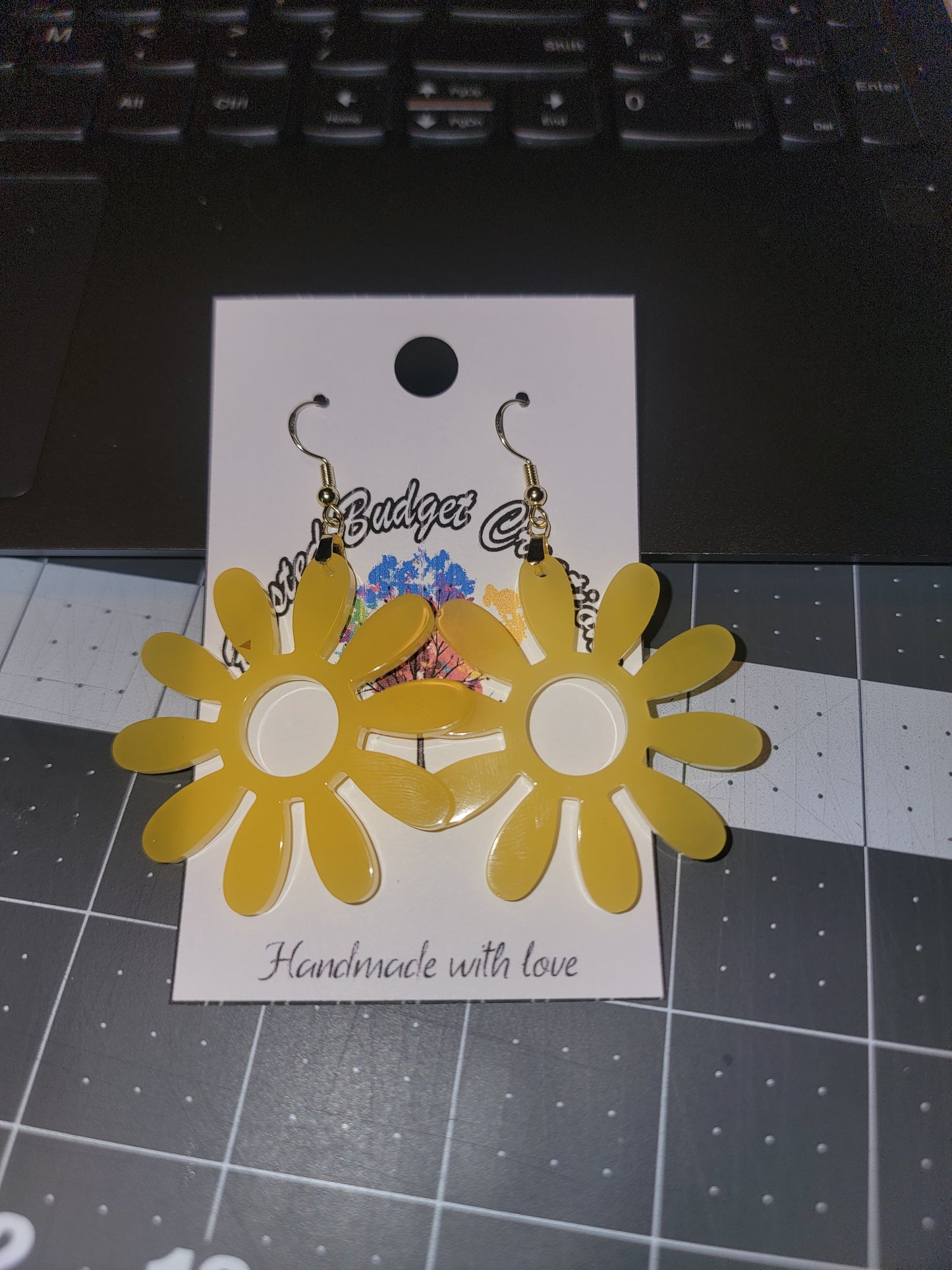 Yellow Daisy mica earrings