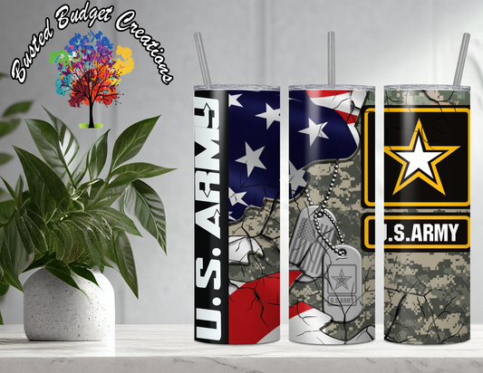 American Flag and Camo - U.S. Army Tumbler
