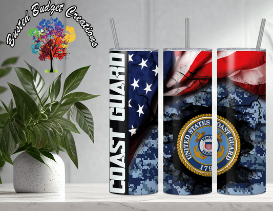 American Flag and Camo - Coast Guard Tumbler