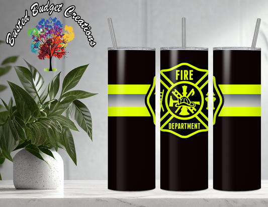 Fire Department - Black, Yellow, and Silver Tumbler