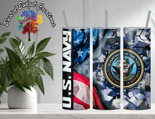 American Flag and Camo - U.S. Navy Tumbler
