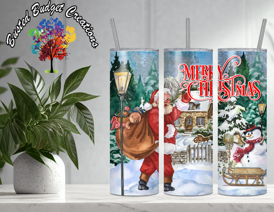 Merry Christmas - Vintage Christmas Card Tumbler