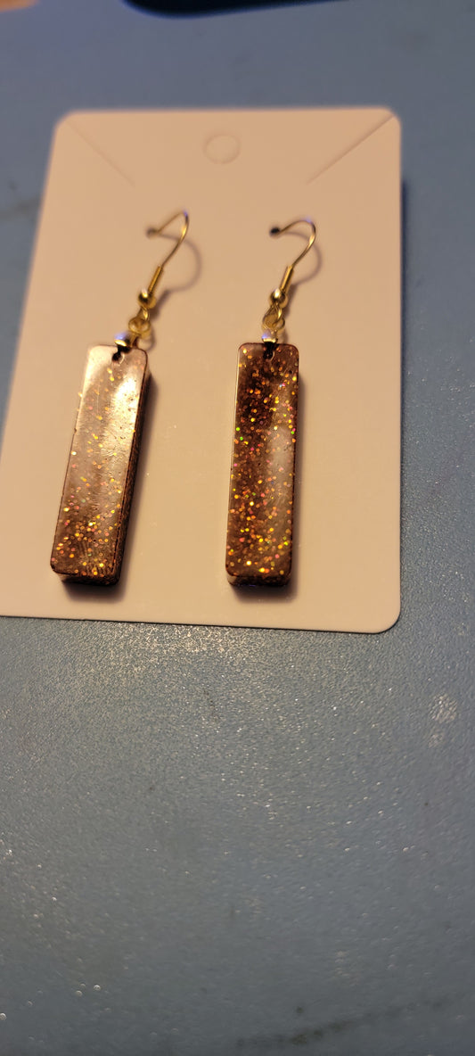 Burnt Orange rectangle dangle resin earrings