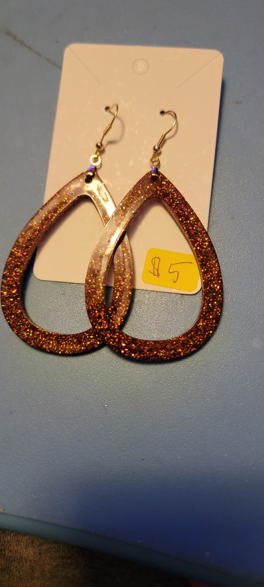 Burnt Orange open teardrop resin earrings
