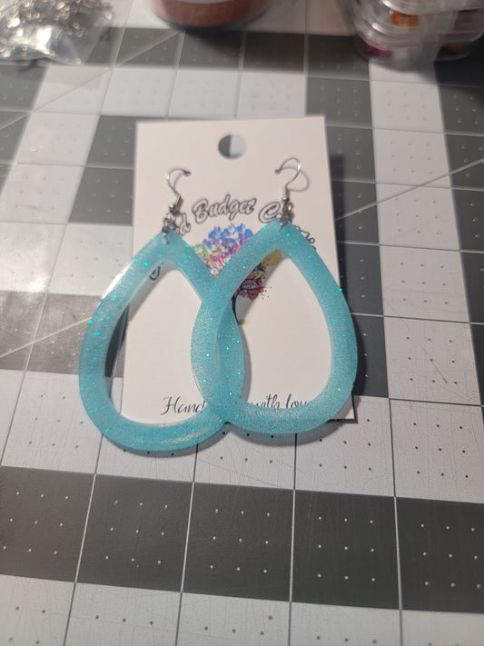 Open Teardrop Aqua Earring