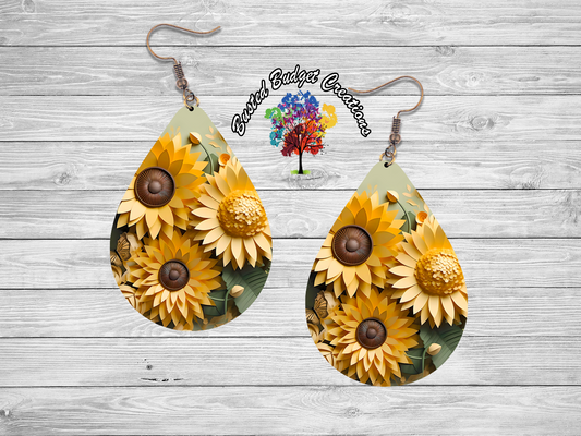 Sunflower teardrop earrings